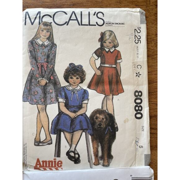 VTG. Lot 8 McCall's Patterns Annie Girls Boys Dresses Suits Jumpers Mid Century - Picture 4 of 9